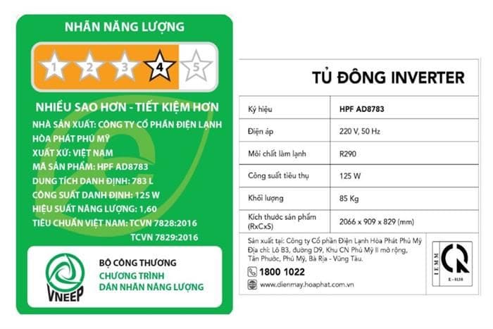 Tủ đông Hòa Phát Inverter 783 lít HPF AD8783